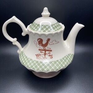 Vintage '50s Vernon Kiln Teapot Rooster Weathervane Metlox Poppytrail Farmhouse